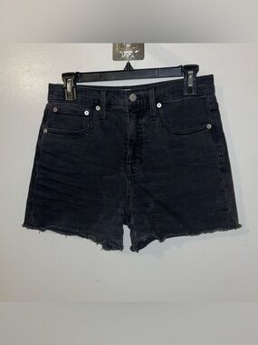 Madewell Black Raw-Hem High-Rise Denim Shorts